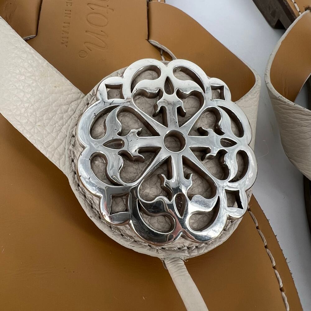 Brighton Alice white thong leather sandals 7.5 with box flip flop - Picture 6 of 9